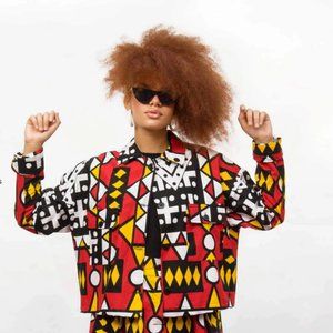 NWT Yevu Crop Jacket in Geo sz XL